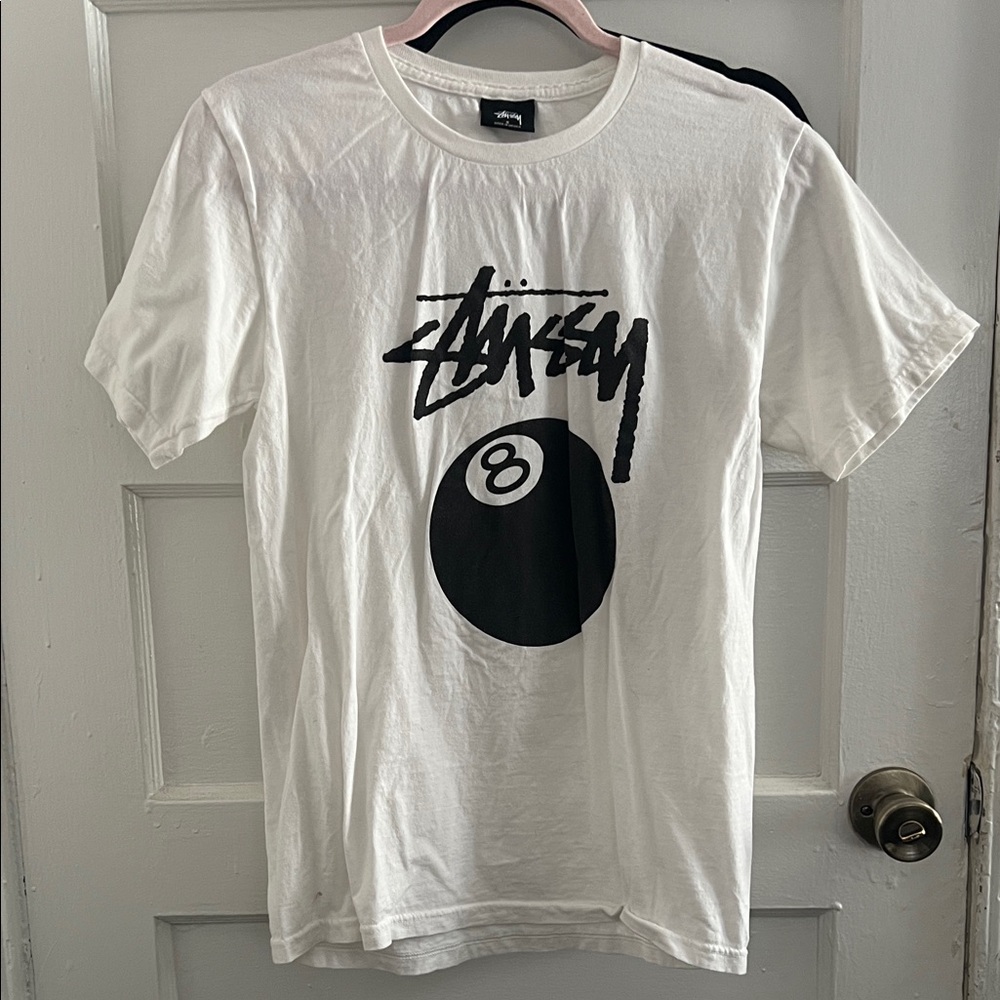 Stussy White 8-Ball Graphic Tee